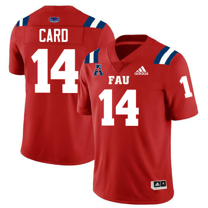 Jade Card FAU Jersey,Florida Atlantic Owls Football Jersey,Uniforms,Gears-Red